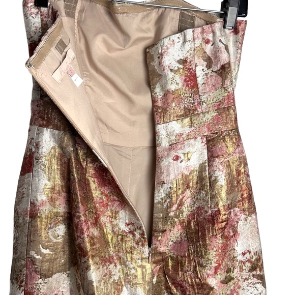 Anthropologie Hutch strapless floral metallic wide leg jumpsuit EC SZ2 - Picture 6 of 9